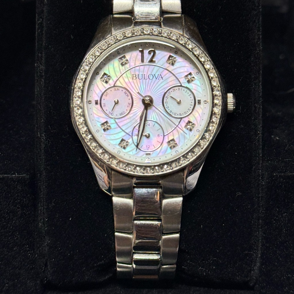 Bulova Women's Crystal Mother of Pearl Quartz Watch